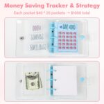 Mini Money Saving Binder with 25 Envelopes, $1000 Savings Challenge Book, Portable Budget Tool (Blue) - Image 6