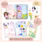 Story Magic Dress-Up Dolls Playset, Pretend Play Magnetic Case, Magnet Outfit and Accessory Pieces, Great for Travel or Playdates, Magnetic On The Go Activity Set for Ages 4, 5, 6, 7 , Pink - Image 3