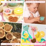 Wooden Tea Set for Little Girls Play Food Pretend Play Kitchen Accessories for 3 4 5 Years Old Girls and Boys Toddler Princess Tea Time Party Food Toys - Image 4