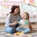 Wooden Tea Set for Little Girls Play Food Pretend Play Kitchen Accessories for 3 4 5 Years Old Girls and Boys Toddler Princess Tea Time Party Food Toys - Image 6