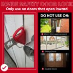 Portable Door Lock Extra Security Essential Safety & Privacy Travel Lockdown, Prevent Entry Stopper, Protect Family While Traveling Home Bedroom Hotel Apartment College (1 Red) - Image 3