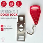 Portable Door Lock Extra Security Essential Safety & Privacy Travel Lockdown, Prevent Entry Stopper, Protect Family While Traveling Home Bedroom Hotel Apartment College (1 Red) - Image 5