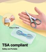 Folding Travel Scissors Safety, Small TSA-Compliant and Portable with Case, Pocket Foldable Stainless Steel Retractable Cutters, Mini Craft Scissors for Home, Outdoor and Office Use - Image 3