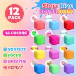 12 Pack Slow Rising Stress Cube, Dough Stress Balls Squishy Fidget Toys for Anxiety Relief, Soft Fidget Cube, Pull Stretch Squishy Toys for Classroom Prize, Party Favors for Kids Adults - Image 5
