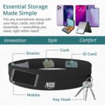 Lightweight running waist belt with hidden pockets, anti-slip, and sweat-resistant. Ideal for carrying phone, keys, cards, and cash while running or at the gym. (Black, Medium) - Image 3