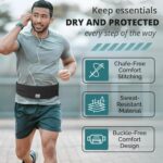 Lightweight running waist belt with hidden pockets, anti-slip, and sweat-resistant. Ideal for carrying phone, keys, cards, and cash while running or at the gym. (Black, Medium) - Image 6