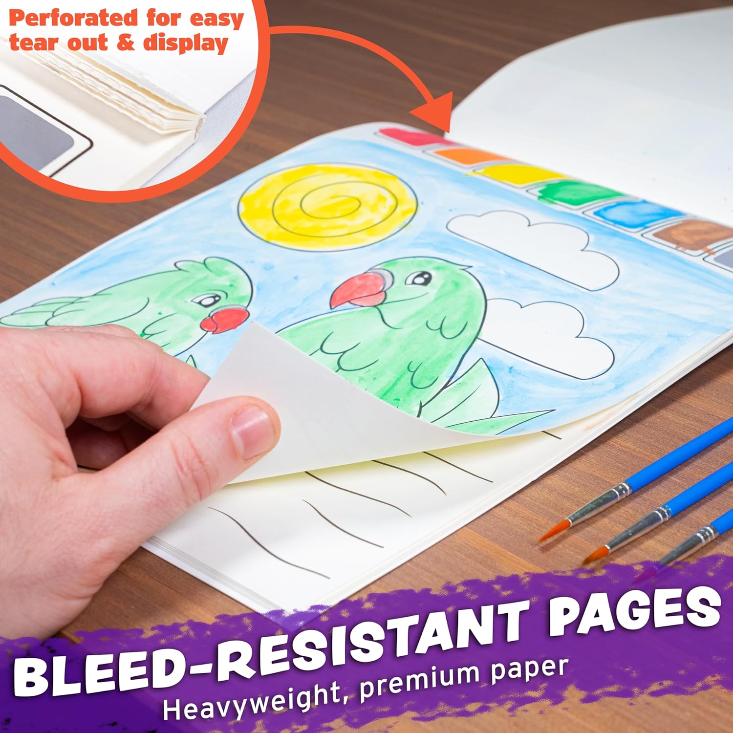 Imagination Works® Paint with Water Books for Kids, 3 Pack | Watercolor Coloring Book Set for Toddler Activities | Spillproof Kids Paint Palettes on Each Page (Jungle, Vehicles, Woodland) - Image 6