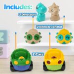 Remote Control Dinosaur Car Toys for Toddler Kids - Best Birthday Gifts for Boys Ages 2 3 4 5 Years Old, 2-Pack Toys for Toddlers 18+ Months with Lights and Music - Image 3