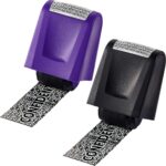 2 Pieces Identity Theft Prevention Stamp Guard Your ID Stamp Roller Address Blocker Wide Rolling Security for Mail(Medium,Black and Purple) - Image 2
