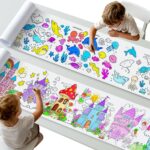 2 Rolls Coloring Paper Roll for Kids, Toddler Drawing Paper, Reusable Art Paper for Desk, Floor, Easel (116" x 11.6") - Mess-Free, Educational Art Supplies & Gift for Boys & Girls (Castle & Ocean) - Image 2