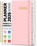 2026 Planner, Weekly and Monthly Calendar Planner Book, January 2026 - December 2026, Hardcover Spiral Planner with Monthly Tabs, Notes Pages, Perfect for Women & Men, A5 (6.4" x 8.5") - Pink - Image 2