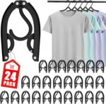 24 Pcs Travel Hangers Cruise Essentials 2025 Portable Folding Clothes Hangers Travel Accessories Foldable Clothes Drying Rack (Black) - Image 2