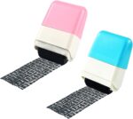 2Pcs Identity Protection Roller Stamps Identity Prevention Theft Stamp Wide Rolling Security Stamp for Privacy Protection, ID Blockout and Address Blocker (Pink and Blue) - Image 2
