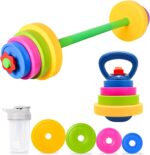 3-in-1 Kids Fitness Set with Adjustable Barbell, Kettlebell & Reusable Water Bottle – Kids Gym Equipment for Pretend Play Exercise, Fun Fitness Toys for Boys & Girls Home Workout - Image 2