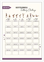 30-Day Kettlebell Full Body Workout Challenge Poster Family Fitness Challenge Artworkout Strength Training Guide Canvas Wall Training Plan Card For Bedroom Gym And Exercise Room 16x24in Unframed - Image 2