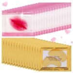 30 Pairs Lip Masks & 24K Gold Eye Masks,Crystal Gel Collagen Eye Patches for Puffy Eyes,Moisturizing Cooling Skin Lines Dark Circles,Wrinkles,Bachelorette Party Favors,Bulk Gifts,Stocking Stuffers - Image 2