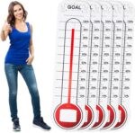 5 Pcs Goal Chart Fundraising Thermometer Goal Setter Board Goal Tracker Giant Goal Chart Goal Tracker Dry Erase Goal Setting Wall Mounted Thermometer with Pull Through Ribbon, 46 x 12 inches - Image 2