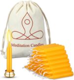 52 Pcs 30 Minute Mindful Meditation Candle Bulk Mini Taper Candles Ritual for Meditation with Brass Taper Holder Canvas Bag Prayer Gift for Yoga Relaxation - Image 2