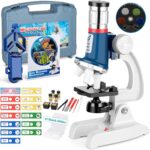 58-Piece Kids Microscope Kit - 100X-1200X Magnification, Metal Body, LED Light, Carrying Box - Science Experiment Toy for Kids Ages 5-12 - Image 2