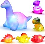 6 Packs Light-Up Floating Dinosaur Bath Toys Set, for Baby Toddler Nephew in Birthday Christmas Easter , Great Water Bathtub Shower Pool Bath Toy for Children Preschool - Image 2
