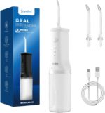 7AM2M Portable Water Flosser Cordless, Water Flosser with 3 Modes and 2 Jet Tips, USB C Rechargeable, IPX7 Waterproof, Dental Water Flosser for Travel and Home Use (White) - Image 2