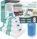 8 Pack Travel Vacuum Storage Bags with Rechargeable Wireless Electric Pump for Luggage, Suitcase, Carry-on Size Vacuum Seal Compression Space Saver Bags for Clothes and Clothing Travel - Image 2