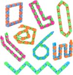 8Pcs 24Links Fidgets Wacky Tracks Fidget Toys for Kids Classroom Students Gifts School Stocking Stuffers Plastic Sensory Autism Snap Fidget Click Snake Toys for Adults Travel Stress Relief 11inch - Image 2