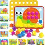 AMOSTING Button Art Toy – Educational Color Matching Mosaic Pegboard Sensory Learning Activity for Kids Age 3 4 5, Preschool Gift for Toddlers, Boys and Girls - Image 2
