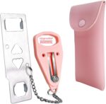 AceMining Portable Door Lock Home Security Door Locker Travel Lockdown Locks for Additional Safety and Privacy Perfect for Traveling Hotel Home Apartment College-Pink(1 Pack) - Image 2