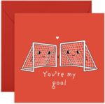 Adorable Love Greeting Card- 'You're My Goal' - Cute Valentines Day or Anniversary Ideas for Him, Her, Girlfriend, Boyfriend, Couples, Lovebug, Sweetheart, Spouse, Wife, Husband - Comes with Stickers - Image 2