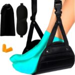 Airplane Foot Hammock, Ergonomic Foot Hammock for Plane Travel with Eye Mask and Earplugs (Memory Foam),Perfect Airplane Gadgets or Plane Travel Essentials to Relax Your Feet - Image 2