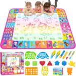Aqua Water Doodle Mat - Kids Drawing Mat Toddlers Educational Toys for Age 3 4 5 6 7 8 Year Old Boys Girls Gifts - Neon Color Mat Doodle Board Writing Drawing Toys Holiday Christmas Birthday Gifts - Image 2