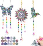 Arts and Crafts for Kids Ages 8-12, Birthday Gifts for 6 7 8 9 10 11 12 Year Old Girls, DIY Diamond Painting Kits for Kids Teens Adults, Butterfly Sun Hummingbird Wind Chimes for Home Garden Decor - Image 2
