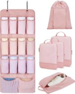 BAGSMART Hanging Compression Packing Cubes, 6 Set Large Suitcase Organizer Bags Set, Cruise Travel Essentials for Women - Image 2
