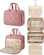 BAGSMART HangingToiletry Bag for Women, Puffy Travel Toiletry Bag with Jewelry Organizer, Waterproof Cosmetic Makeup Bag Compartment, Toiletries Kit Set for Traveling, Accessories, Essentials (Large) - Image 2