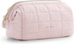 BAGSMART Makeup Bag Travel Toiletry Bag, Puffy Padded Make Up Bags for Women Makeup Organizer Case, Wide-open Pouch Purse Travel Essentials Toiletries Accessories Brushes, Pink - Image 2