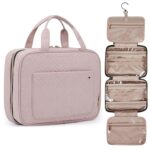 BAGSMART Toiletry Bag Travel Bag with Hanging Hook, Water-resistant Makeup Cosmetic Bag Travel Organizer for Accessories, Shampoo, Full-size Container, Toiletries (Baby Pink, Medium) - Image 2