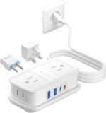 BESTEK European Travel Plug Adapter: - 4 Outlets 4 USB Ports (2 USB C) with 3.6FT Wrapped Short Extension Cord, Small Portable Desktop Charging Station, Compact for Hotel Travel Cruise Essentials - Image 2