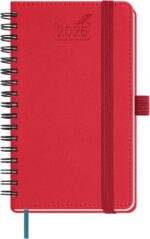 BEZEND Pocket Calendar 2026 Weekly and Monthly (3.5" x 6" Spiral) Small Daily Planner for Purse (Jan-Dec) with Notes & Expenses, Inner Pocket, Pen Holder, Vegan Leather Softcover - Red - Image 2