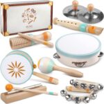 Baby Musical Instruments - Montessori Musical Toys for Toddlers 1-3, Wooden Percussion Instruments Set, Neutral Colors Modern Boho Music Toys for 1 Year Old, Kids Preschool Educational Birthday Gifts - Image 2