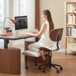 Bestier Cross Legged Office Chair with Wider Bentwood Back Support, Ergonomic Meditation Office Chair for Adults up to 300 lbs, 360° Swivel Adjustable Height for Multi Position White - Image 2