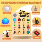 Busy Board Montessori Toys for Toddler, Wooden Sensory Board Switch Toy with Shape Sorter LED Light Up Toys Educational Plane Travel Activity for Girls & Boys - Image 2
