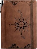 CAGIE Compass Leather Notebook Journal for Men, 100 GSM 288 Pages Lined Journals for Writing, A5 Hardcover Journaling Notebooks Gift Set with Pen for Travel Office Daily Writing - Image 2