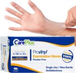 CARE PLUS Pro Vinyl Medical Examination Gloves, Size S, M, L, XL - 100 200 Count | Latex & Powder Free, Rubber, Non Sterile - Image 2
