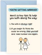 CENTRAL 23 Wedding Card Funny Congratulations - 'You're Getting Married Tips' - Marriage Humor Greetings For Groom Bride Couple - Engagement Newlyweds Jokes - Comes With Stickers - Image 2