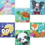 CHWGLFGG 6 Pack 5D Diamond Painting Kits for Kids Beginners, Full Drill Cute Animals Diamond Art Kits, DIY Big Gem Art for Children Ages 6-7-8-9-12, Home Wall Decor 6x6 Inch - Image 2