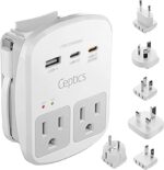 Ceptics 35W Universal Travel Adapter Kit – 2 USA sockets, USB-A, USBC, 1x PD 35W USB-C and USBC Cable, Surge Protected, Plugs for EU, UK, China, AU, Japan - for Laptop, Phone, Camera-ETL Tested - Image 2