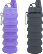 Collapsible Water Bottles Travel water bottle Sports Portable Sport Water Bottle Reusable Water Bottles comes with mountaineering Buckle 500ml silicone Water-proof camping water bottle - Image 2