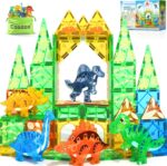 Coodoo Dinosaur Toys Magnetic Tiles 3D Movable Dinos for Kids 3-5 5-7 Toddler Outdoor Sensory Toys, STEM Educational Magnetic Blocks for 3+ Years Old Boys Girls Kids Toy - Image 2