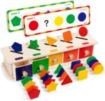 Coogam Montessori Toys Wooden Color Shape Sorting Box Game Geometric Matching Blocks Early Learning Educational Toy Gift for 3 4 5 Year-Old Baby Toddlers - Image 2